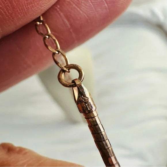 Rose Gold Vermeil 925 Omega Necklace with Heart Pendant - Picture 9 of 15